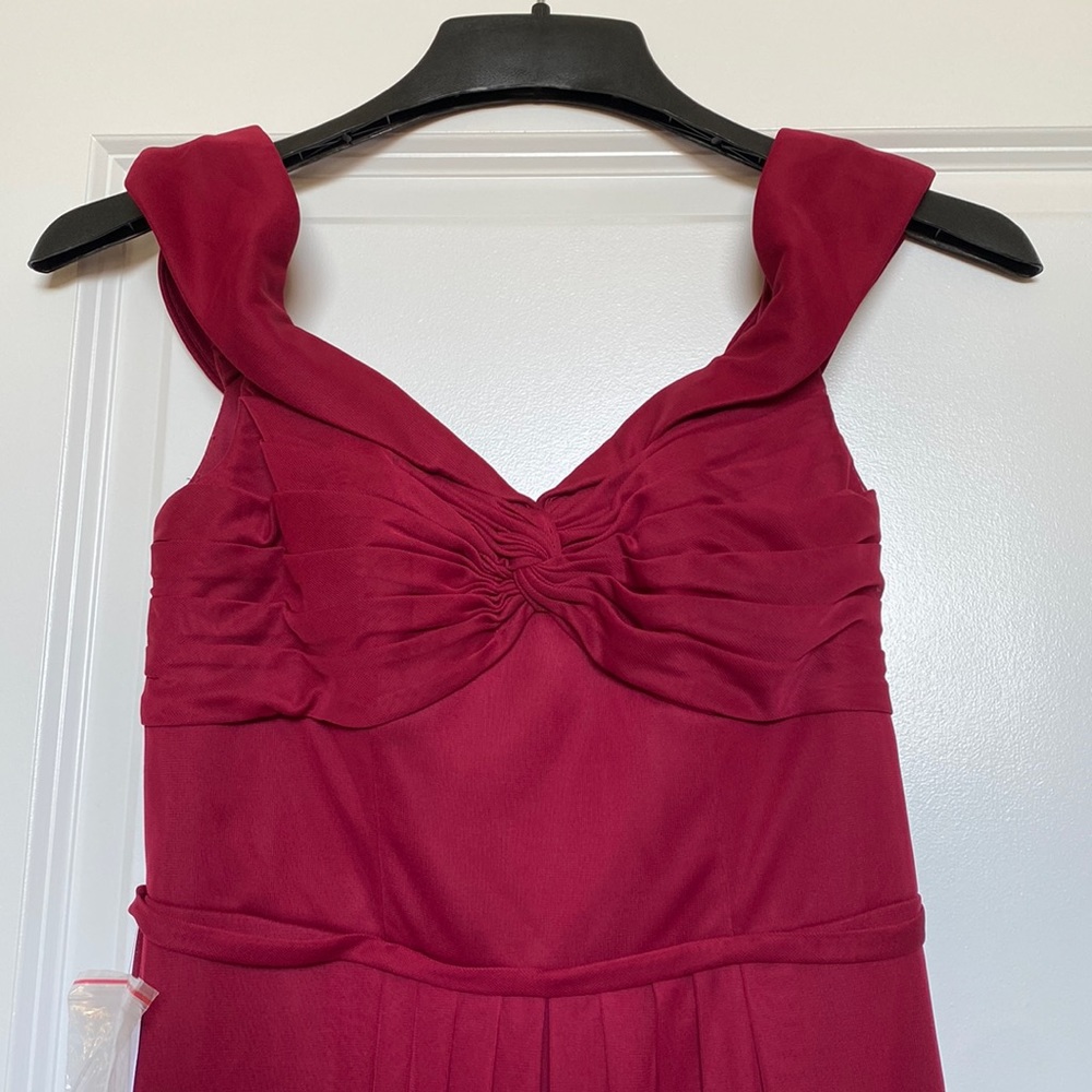 New Azazie Burgundy Off-the-Shoulder Bridesmaid Dress with Tags